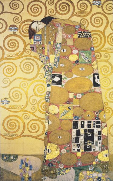 Снимка на Густав Климт - Стокле фриз - Прегръдката, 1909 г